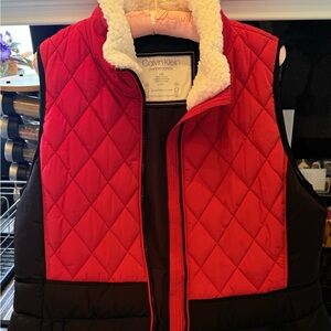Calvin Klein Red and Black Quilted Vest